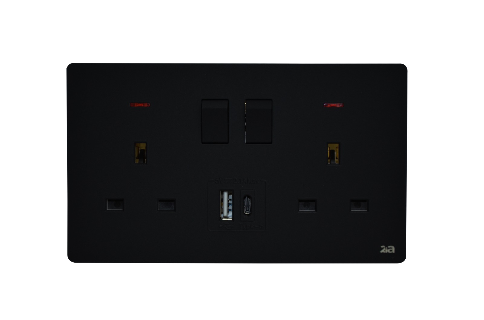 13A 2 Gang Switched Socket with USB+C,DP - Black