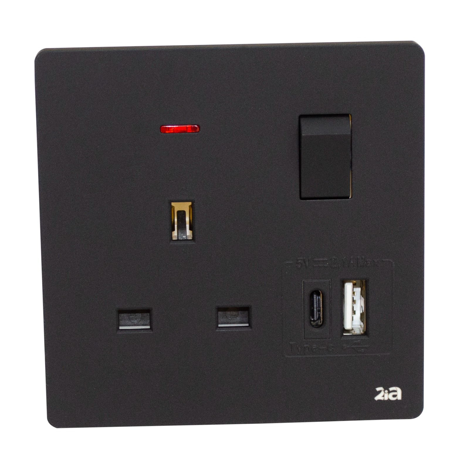 13A Single Socket with USB+C, DP - Black